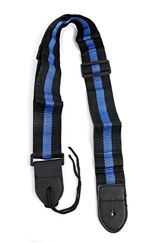 Tracolla per chitarra a righe Tracolla per controller per chitarra a righe nere e blu per chitarre Guitar Hero e Rock Band su PS3, PS2, Xbox 360 e Wii (compatibile con Guitar Hero: Warriors of Rock, 6, 5, 4, 3, 2 e 1)