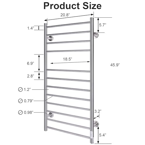 Jslove Towel Warmer Wall Mounted Heated Towel Racks With Built-In Timer, Plug-In/Hardwired Stainless Steel Hot Towel Rack thumb #5