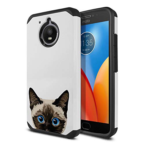 FINCIBO Case Compatible with Motorola Moto E4 Plus XT1774 XT1776 USA, Dual Layer Hard Back Hybrid Protector Case Cover Anti Shock TPU for Moto E4 Plus USA (NOT FIT Moto E4) - Siamese Kitten Cat