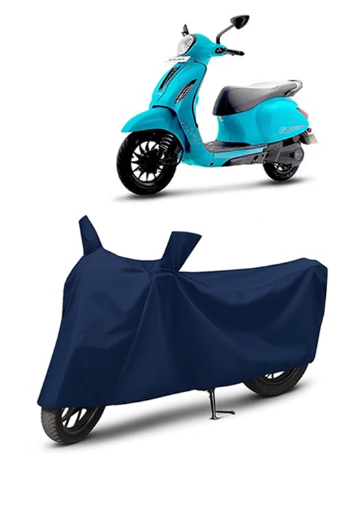 Image of Waterproof Scooty Cover for Bajaj Chetak | All Weather Protection from Rain, Dust, UV Rays & Scratches with Mirror Pockets & Buckle Belt | Chetak Scooty Cover