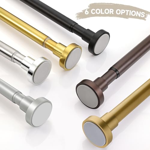 Image of BRIOFOX Shower Curtain Rod Adjustable 18-78 Inch, Stainless Steel Spring Tension Shower Rod No Drilling Non Slip, Warm Gold