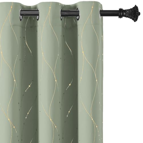 BUHUA Sage Green Grommet Top Patio Blackout Curtain, 100W x 84L Inch 1 Panel, Extra Wide Thermal Insulated Room Divider, All Season Light Blocking Privacy Drapes for Sliding Door, Home Office