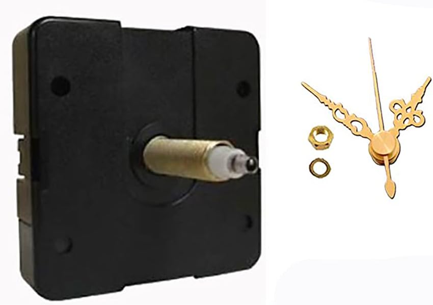 Dhorcas (#17) 3/4 Threaded Motor and Gold 1 1/4 Hands, Quartz Clock Movement Kit for Replacement