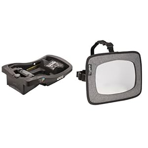 Evenflo LiteMax Infant Car Seat Base, Black with Backseat Baby Mirror for Rear Facing Child, Grey Melange