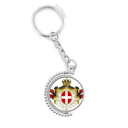 Porte-clés Danemark symbole national rotatif anneau métallique multicolore