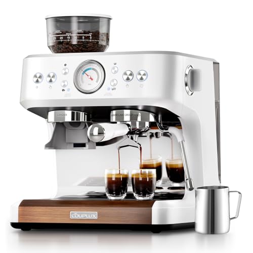 COUPLUX Espresso Machine with Grinder, 58MM Café 【2026 UPGRADED】 Espresso Machine with Anti-Static Grinder/Milk Steam Wand 15 Bar Espresso Coffee Machines For Home Cappuccino & Latte Stainless Steel
