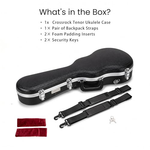 Crossrock Tenor Ukulele Case, Fits Up to 27 Inches | Molded Hardshell with Scratch-Resistant Matte Finish, Security Lock, Accessory Compartment & Shoulder Straps — Black (CRA880TUBK) by Crossrock - Image 7