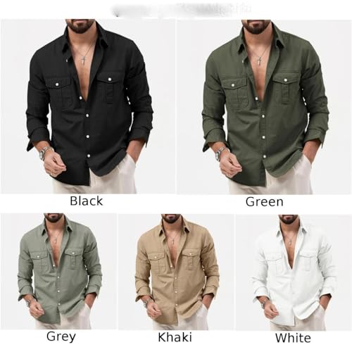 Camisa casual con botones de manga larga Wolong resistente para trabajo 5