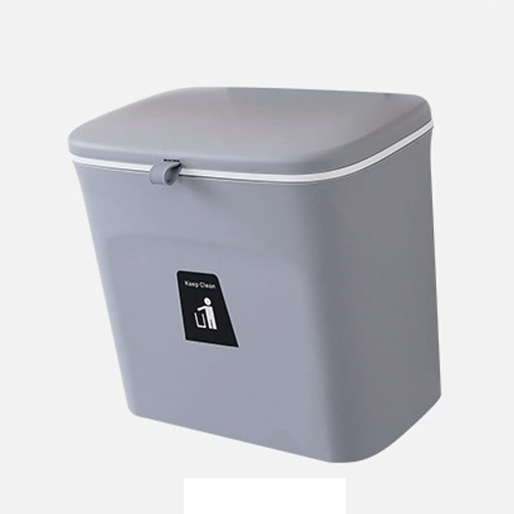 LEIGE Wall Mounted Trash Can with Lid Waste Bin Kitchen Cabinet Door Hanging Trash Bin Garbage (Color : Gray, Size : 25 * 13 * 23.7cm)