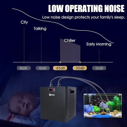 Image of Aquarium Chiller 79gal 1 /3 HP Water Chiller 300L Fish Tank Hydroponics Cooling System with Quiet Design Refrigeration Compressor for Water Weeds Axolotl Jellyfish Coral Shrimp