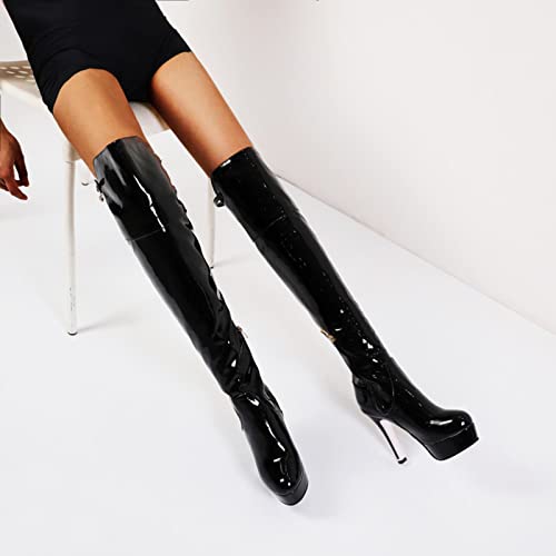 Bottes femmes à talons hauts 12cm confortables pour danse et jambes généreuses