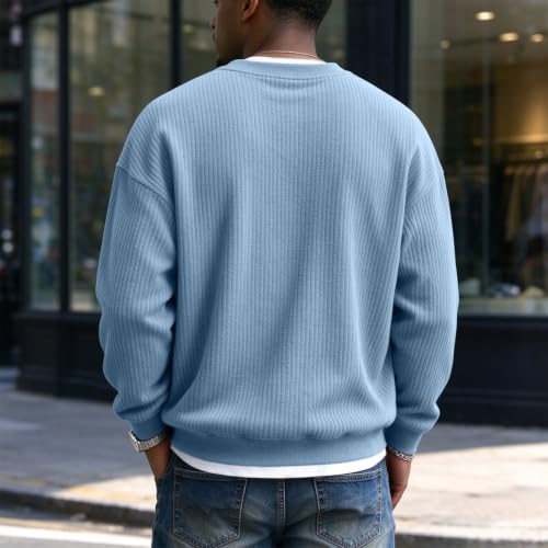 Corduroy Shirt Men V Neck Retro Faux Layered Mens Fall Dress Shirts - image 5