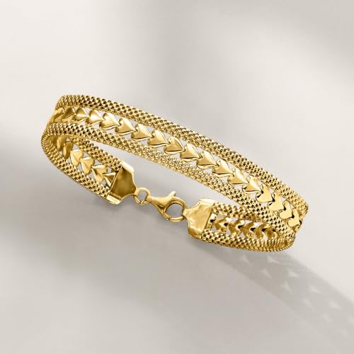 Image of Ross-Simons Italian Silver Heart Motif Bracelet