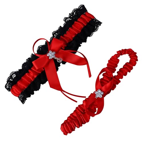 Image of wedding garter set women lace Bridal garter sets including keepsake garter and toss garter