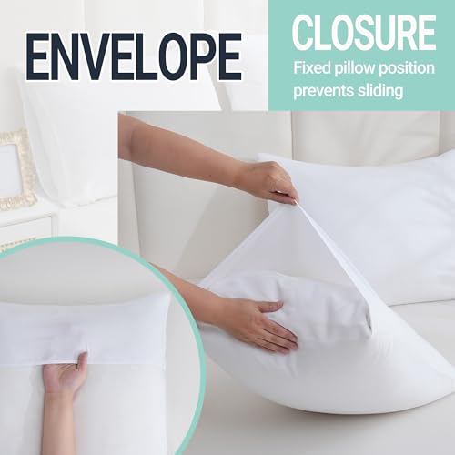 ZPECC White Pillow Cases Standard Size Set of 4, 20x26 Envelope Closure Pillowcases, Soft Plain Brushed Microfiber Covers Hypoallergenic Breathable