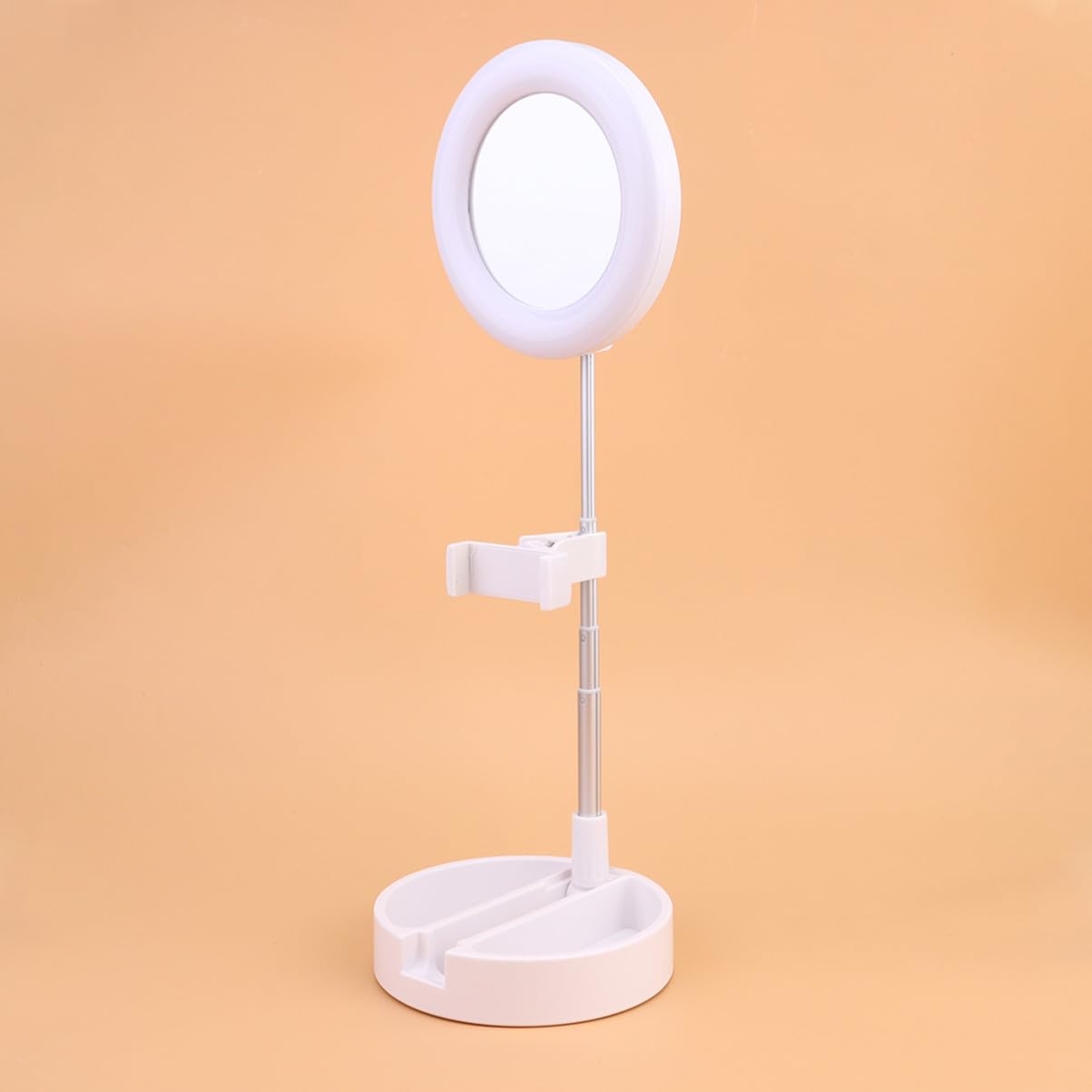SHINEOFI Luce ad Anello per Selfie LED Lampada per Trucco con Supporto per Cellulare Luce LED Regolabile Lampada da Tavolo per Bellezza e Fotografia Bianco