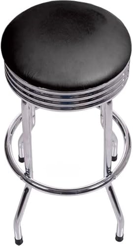 FARMAHAR Retro Swivel Bar Stool/Counter Chair - Vintage Industrial Backless Pub Kitchen Dining Room - Adjustable Height with Footrest - Heavy Duty Metal Base