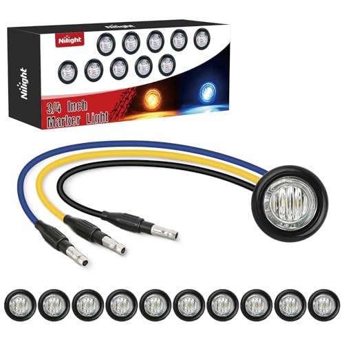 Image of Nilight 3 /4 Inch Dual Color Marker Light Amber Turn Blue Clearance Lights