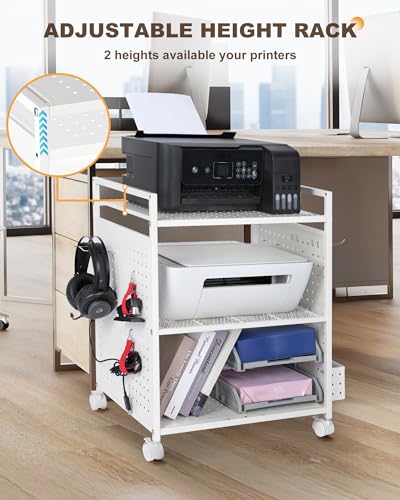 Mythinglogic 3-Tier Rolling Printer Stand with Pegboard and File Holder - image 8