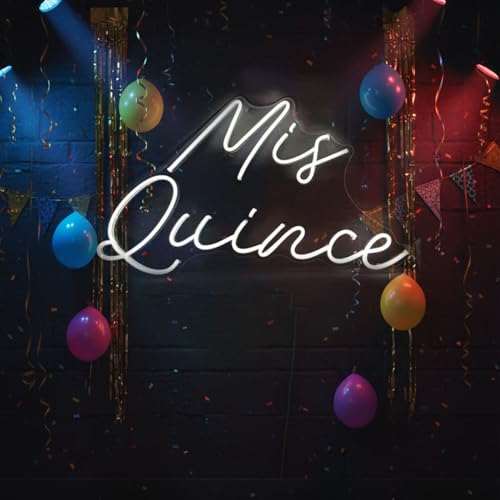 Image of Mis Quince Neon Sign 30inches 15th Birthday Party Decor, Customizable Quinceanera Neon Light with 5A adapter, White LED Wall Art for Living room, Bedroom, Unique Gift for Girls