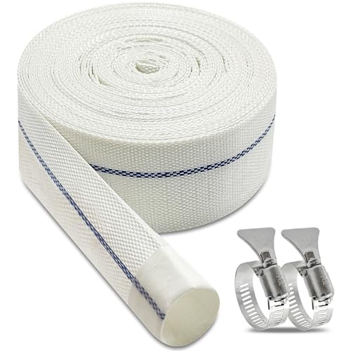 Yonality Tuyau refoulement tuyau plat 1 1/4 pouce, tuyau de décharge 10 m x 32 mm tuyau plat en tissu, avec clips, convient aux pompes submersibles et pompes à eau pour étang de drainage