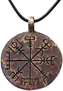 Baldur Jewelry - Viking Compass Necklace Vegvisir Guiding Pendant Necklace Norse Jewelry Amulet With Adjustable String - Viking Gifts for Men - Viking Jewelry for Men Women - Viking Necklace