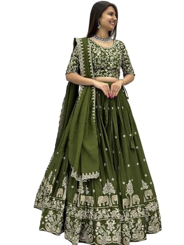 QUEDDY'S Embroidery Designer Lehenga Choli Set, Semi-Stitched, Heavy Embroidery Work, with Dupatta, Free Size