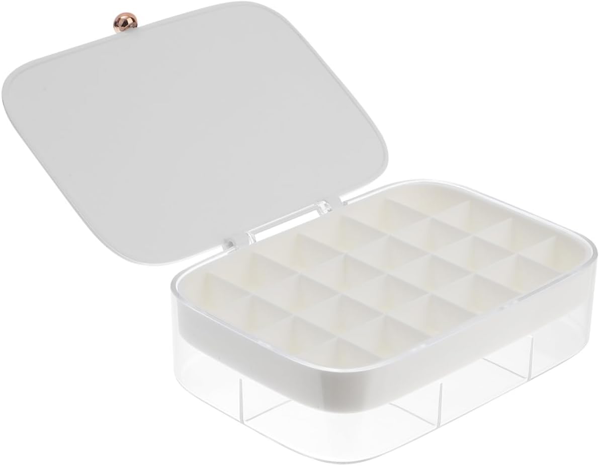Portable Earring Storage Case with Multiple Sections, White ABS