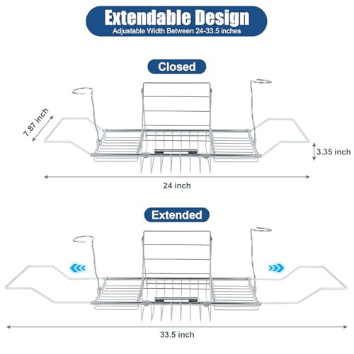 Accesorios de baño de longitud ajustable y bandeja de baño expandible 3
