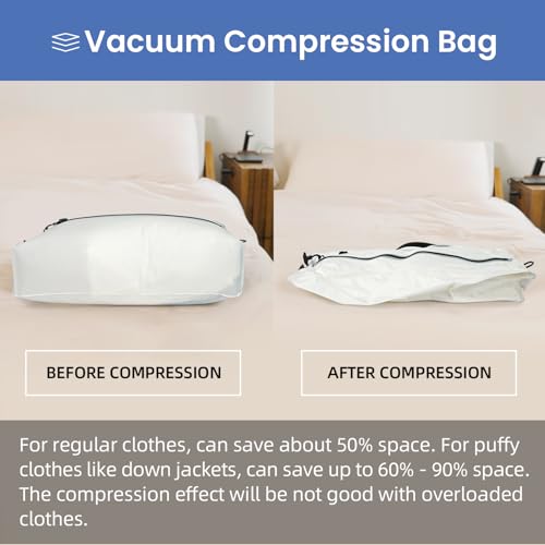 Image of BAGAIL TPU Vacuum Bag for Travel, Reusable Compression Bag with IPX8 Waterproof Zipper, Save Space for Suitcase, Backpack and Carry on (White, Large, No Pump)