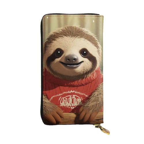 Porte-carte pour téléphone portable et grand portefeuille femme en cuir à motif paresseux