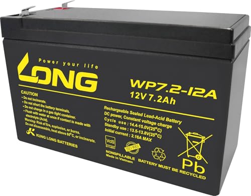Landport Batteria AGM 12V 7.2Ah LP12-7.2 VdS – Sigillata VRLA, Terminali T2/F2, 3-5 Anni Di Durata – Per UPS, Allarmi E Illuminazione Emergenza