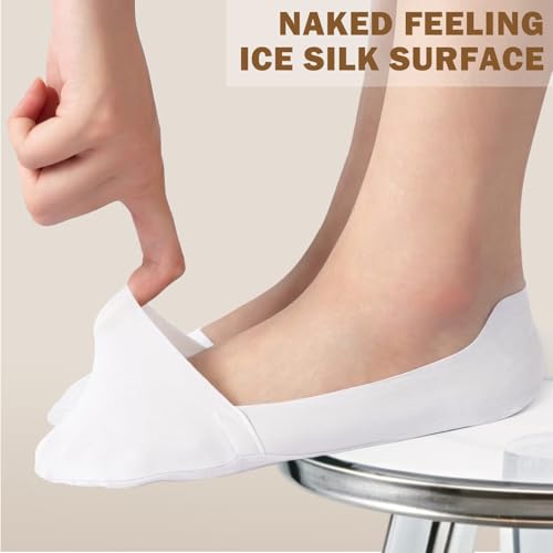 Image of Sofier No Show Socks Womens, Non Slip Low Cut 6 Pairs Thin Silky Dress Footies Liner Invisible Socks Flats Loafers Sneakers
