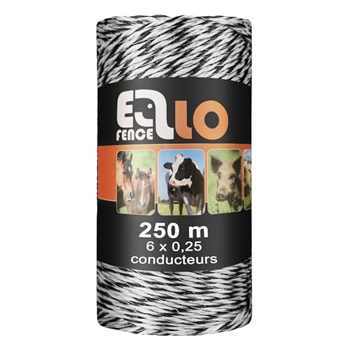 Ellofarm Nirosta Corde de clôture 6 conducteurs, 250 m, noir/blanc