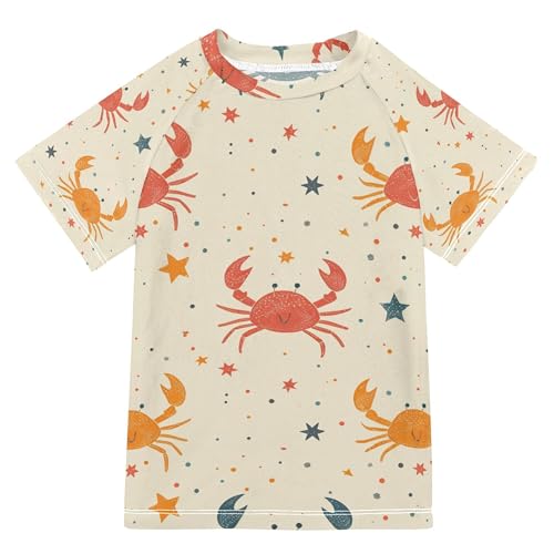 Star and Crab Bathing Suit Girls Short Sleeves Activewear Swimwear Beach Tops 3T