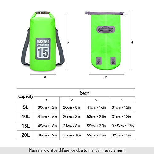 Andoer 5L / 10L / 15L / 20L Mochila seca impermeável ao ar livre, bolsa flutuante roll-top com capa