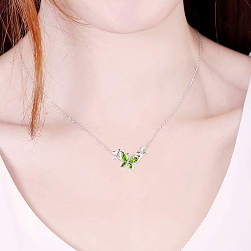 Winnicaca Butterfly Necklace 925 Sterling Silver Butterfly Birthstone Jewelry Butterfly Pendant Choker With August Birthstone Created Peridot Gifts For Women Teen Girls Birthday Mothers Day Gifts #TOP4