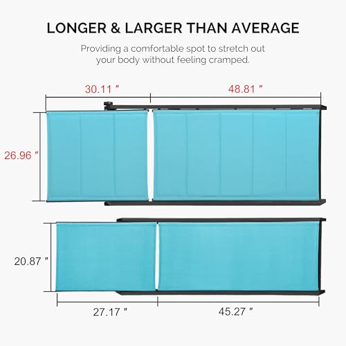 Image of PURPLE LEAF Oversized Patio Chaise Lounge Set of 2 w /Wheels Turquoise Blue | Extra-Long & Wide, Comfort, Elevated Seat Height, Double-layer Textilene with Sponge, Fade-resistant, 5-Position Recline