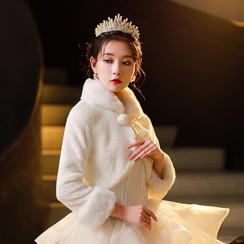 Women's Faux Fur Shawl Bridal Wedding Fur Wraps Bolero Shrug Evening Cape Winter Coat2