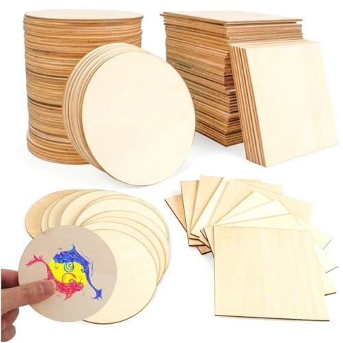 Peinture sur bois sans bavure : 50 tranches de bois vierges poncées pour DIY - 2