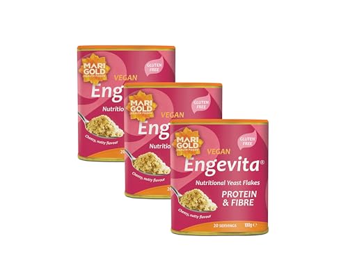 Marigold Engevita Nutritional Yeast Flakes with Protein & Fibre, 100g (Pack of 3) – Vegan Cheese Alternative, Gluten Free
