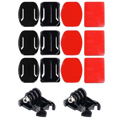 OUDQFCJ 14 PCS Kit de Soporte para Casco, Accesorios, con Almohadillas y Montura Adhesiva Plana y Curva, Compatible con GoPro Hero 12/Session/4/3/3+/2/4/5/6/7/8 y Otras cámaras de acción Deportivas