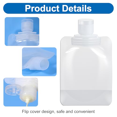 Liquid Pouches for Travel, 10 Pcs 50ml Transparent Portable Fluid Packing Bags Leak Proof Travel Pouch for Liquids Reusable Empty Squeeze Pouches Applies to Toiletry Cosmetic Lotion Shampoo Shower Gel4
