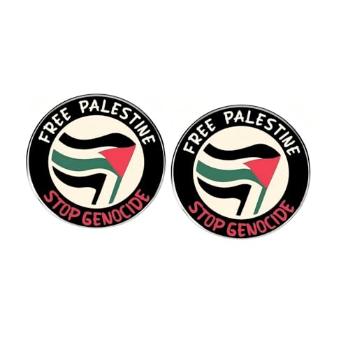 2 Palestine Stop Genocide Enamel Pins Peaceful Palestine Flag Lapel Pin Palestinian Alloy Circular Button Badge