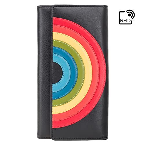 Visconti Happy Rainbow Collection Phoebe Leather Purse Rfid Hr80 (Black) #TOP6
