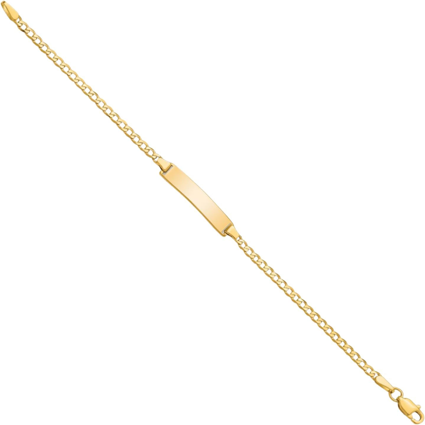 IceCarats 10K Solid Yellow Gold 2.07mm Thin Curb Chain Link ID Bracelet Polished, Engravable