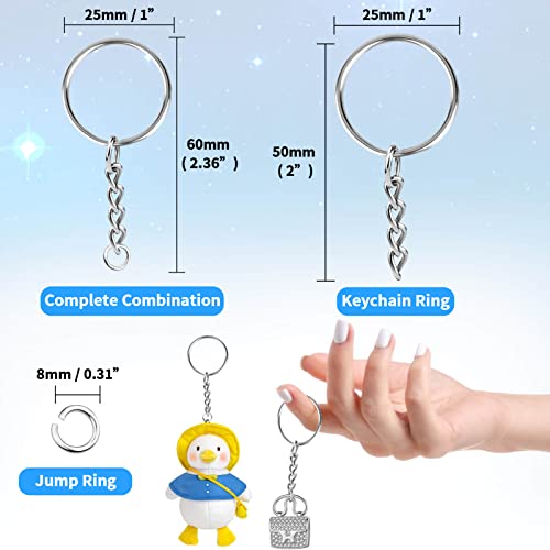 Paxcoo 50Pcs Keychains with Chain and 50 Pcs Jump Rings, Keychain Rings Kit Findings Bulk for Keychain Making Supplie DIY Crafts