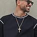 HZMAN Men Women Crucifix Cross Pendant Baptism Christian Jewelry Stainless Steel Jesus Necklace with 22+2“ Chain (Gold - A)