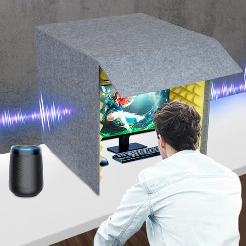 Booth vocal portátil, cubierta de insonorización de escritorio con pantalla absorbente y espuma de alta densidad, reducción de ruido para grabación musical y podcasts (Amarillo) miniatura 2