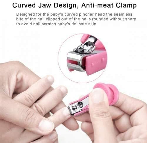 Allureknit Studio New Born Baby nail Clipper care Scissors Comb Brush Nose Cleaner Safety for Toddler Infant 6 Pieces Set healthcare, Portable grooming Kit Accessories Baby Shower care gifting Set for unisex baby (Pink, Baby Grooming Manicure kit 5 41VWZ9DkBQL